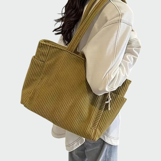 Tilda – Ribbede Tote Bag med Snore Detalje