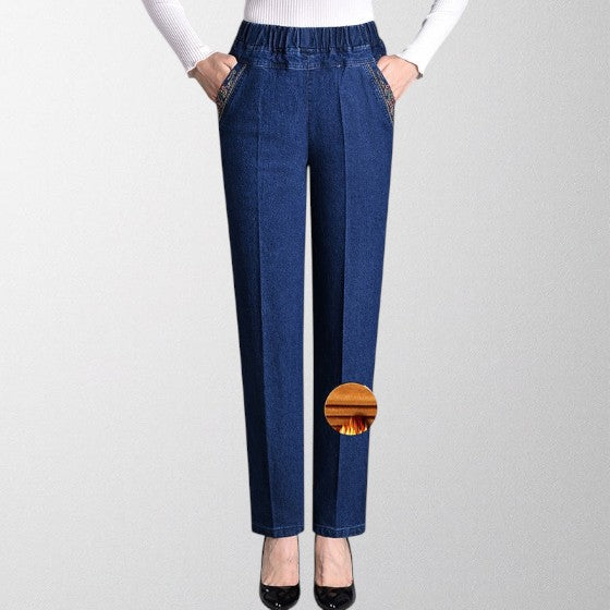 Olivia - Kvindelige jeans med sidelommer og elastisk liv
