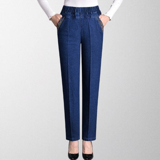 Olivia - Kvindelige jeans med sidelommer og elastisk liv
