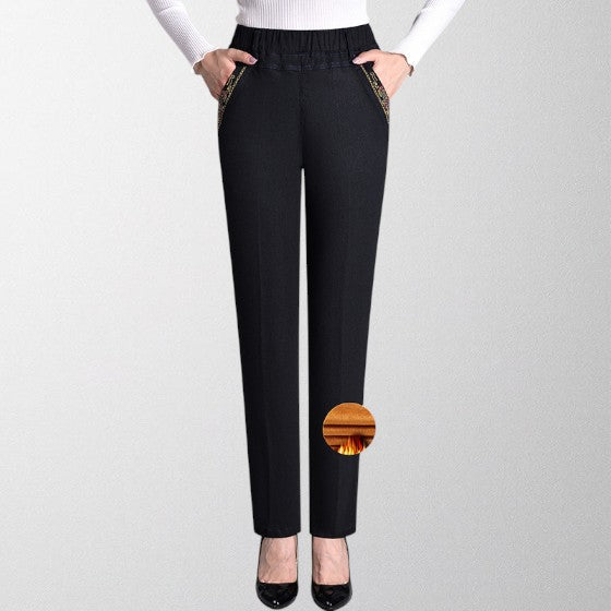 Olivia - Kvindelige jeans med sidelommer og elastisk liv