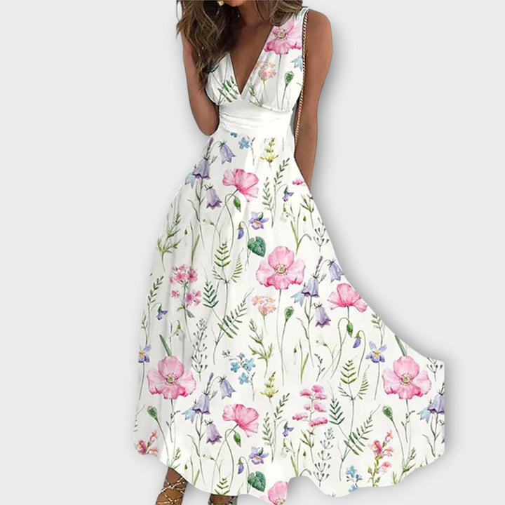 Undine - Blomsterkjole med V-Hals
