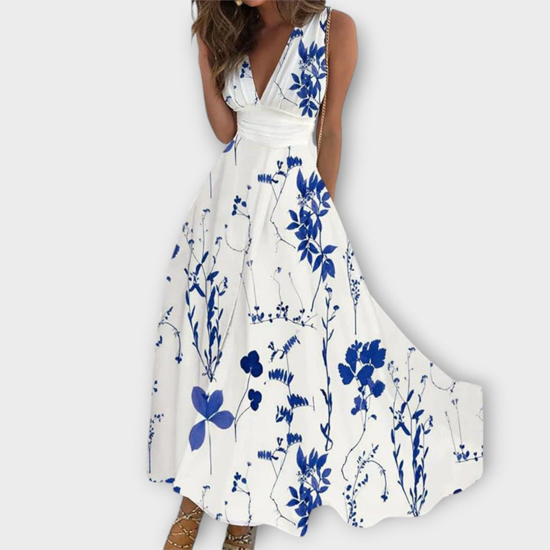 Undine - Blomsterkjole med V-Hals