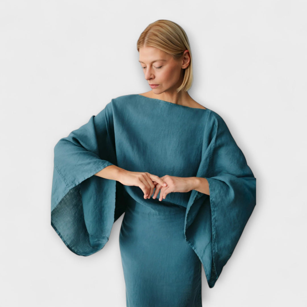 Mila - Kimono kjole i hør og bomuld