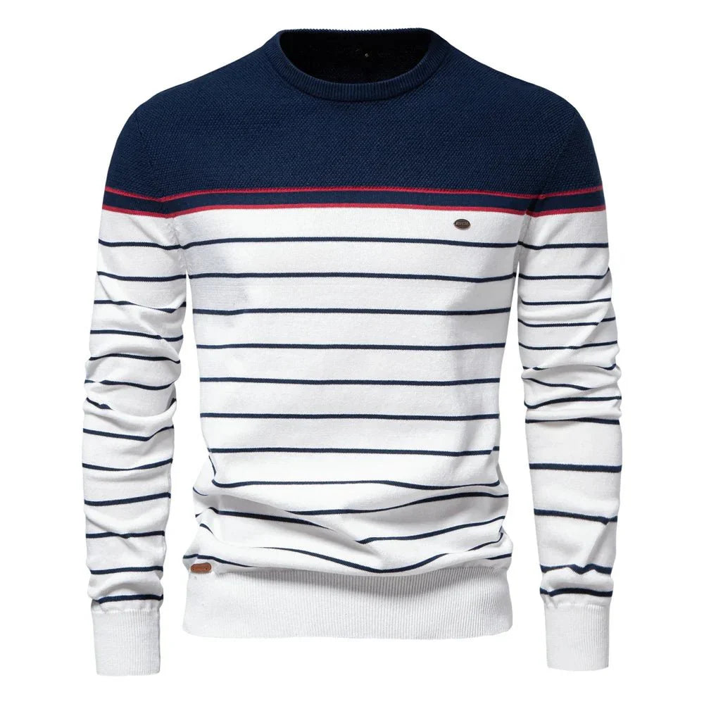 Sebastian | Herresweater Med Stribet Design