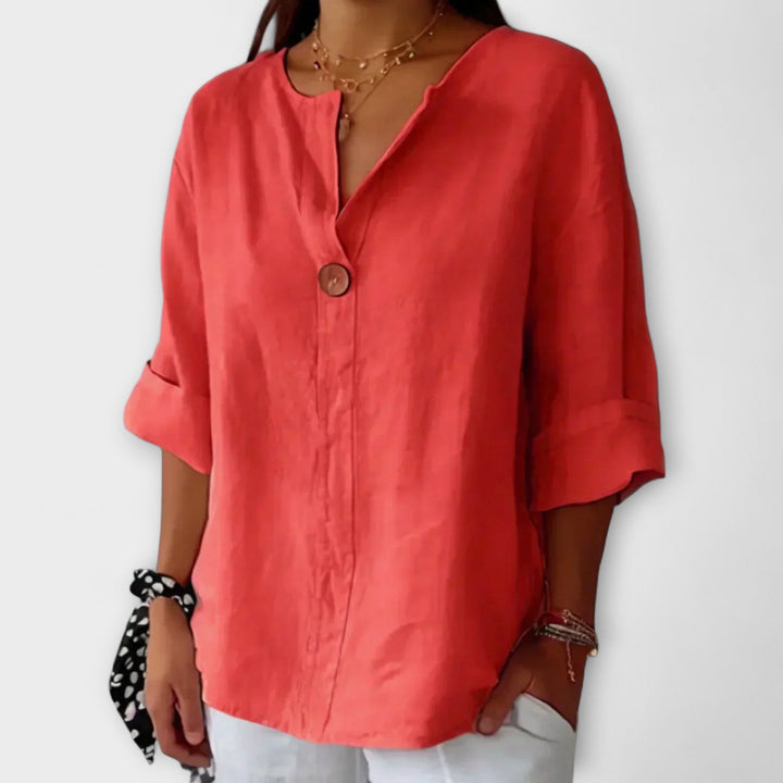 Karina - Elegant bluse med V-hals