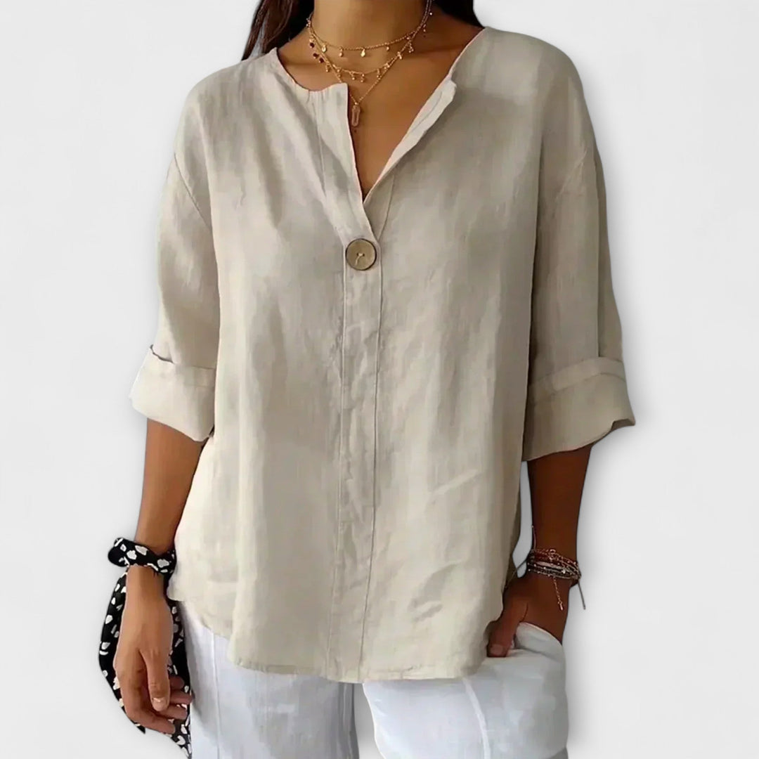 Karina - Elegant bluse med V-hals