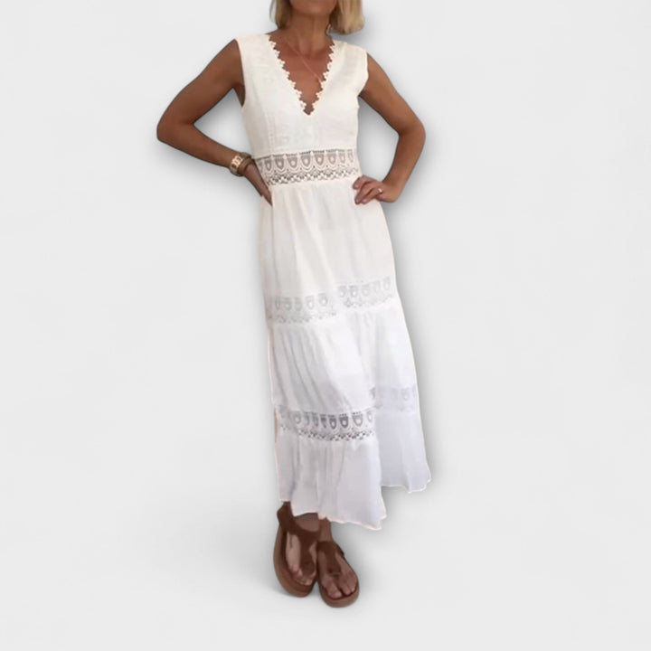 Hannelore - Elegant blondekjole med V-udskæring