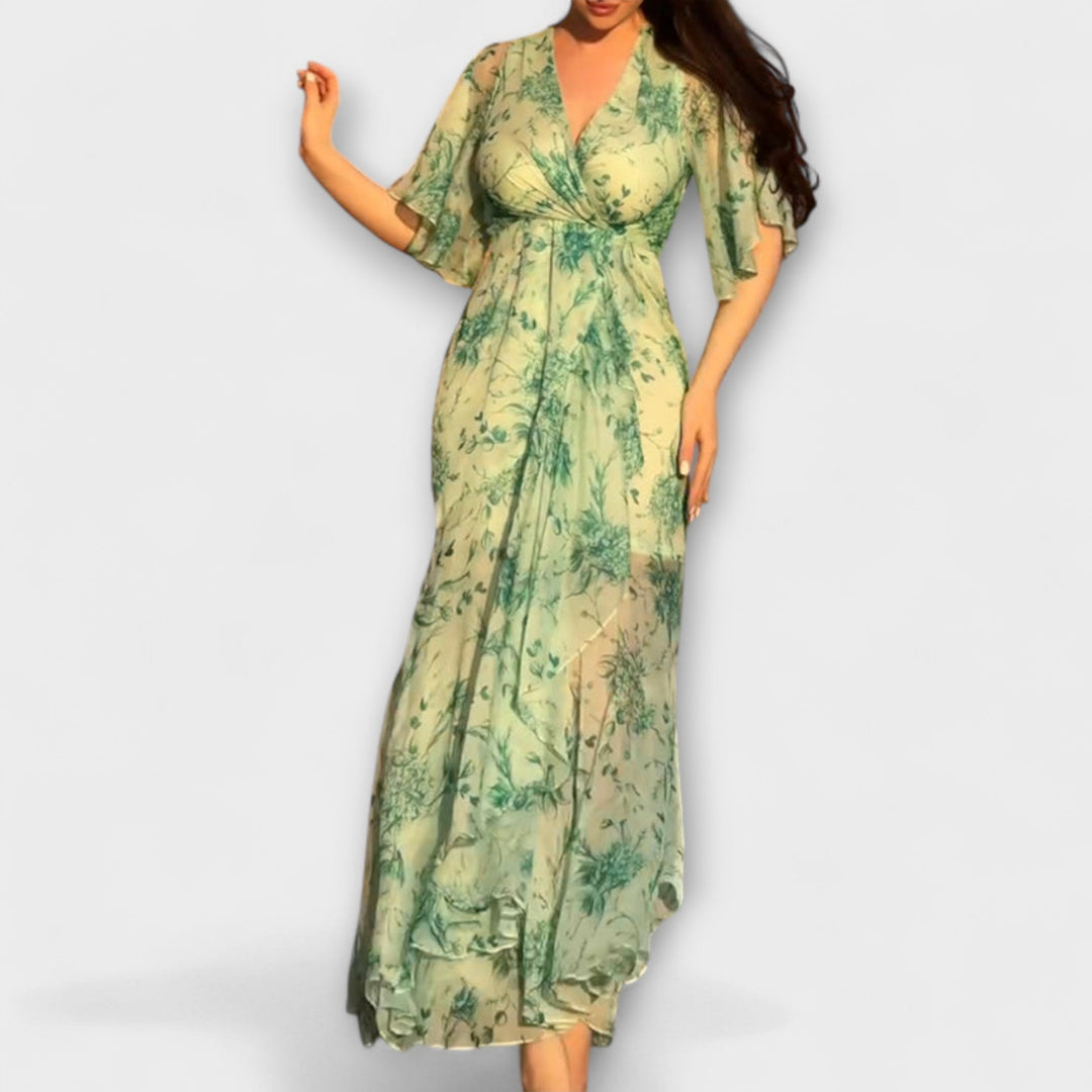 Marlene - Elegant Blomsterkjole med V-hals