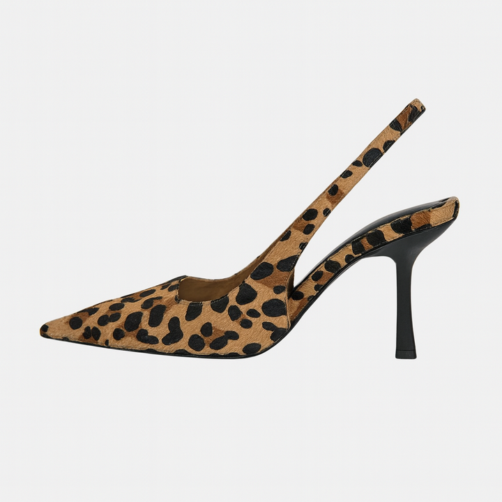 Olivia - Spidse Tå Leopardprint Slingback Khaki Stiletto Hæle