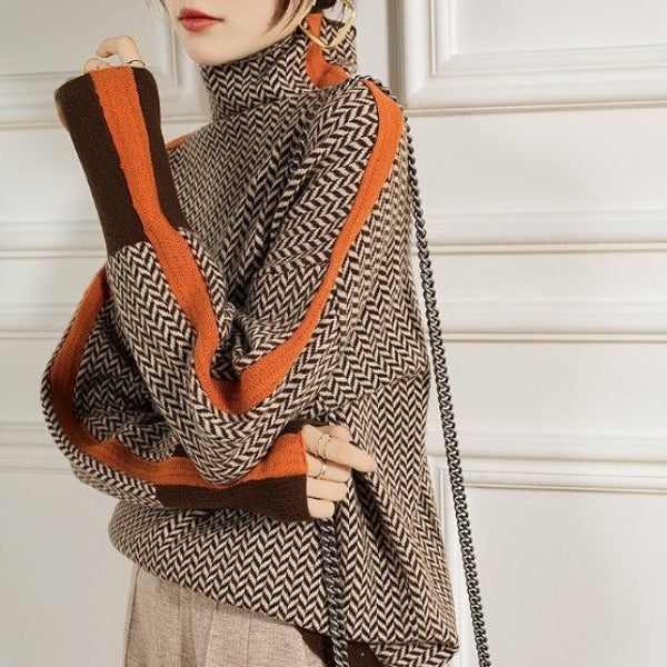 Marieke | Turtleneck med iøjnefaldende kontrasterende striber