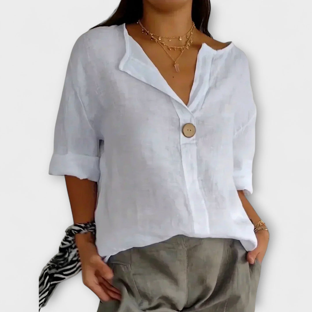Karina - Elegant bluse med V-hals