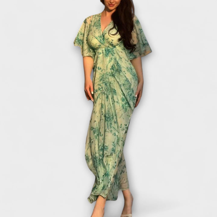 Marlene - Elegant Blomsterkjole med V-hals