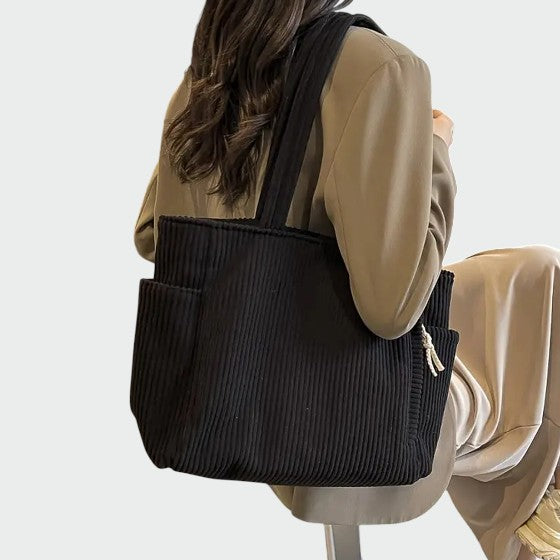 Tilda – Ribbede Tote Bag med Snore Detalje