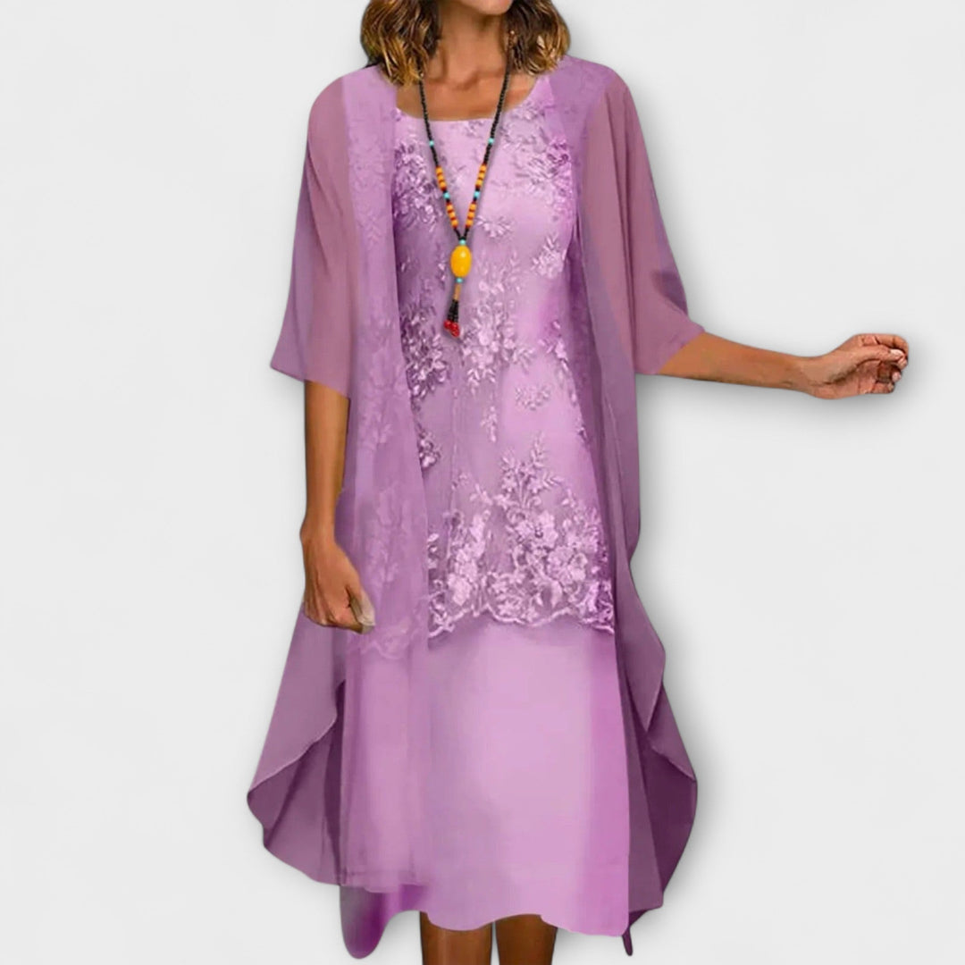 Saskia - Elegant chiffonkjole i to dele