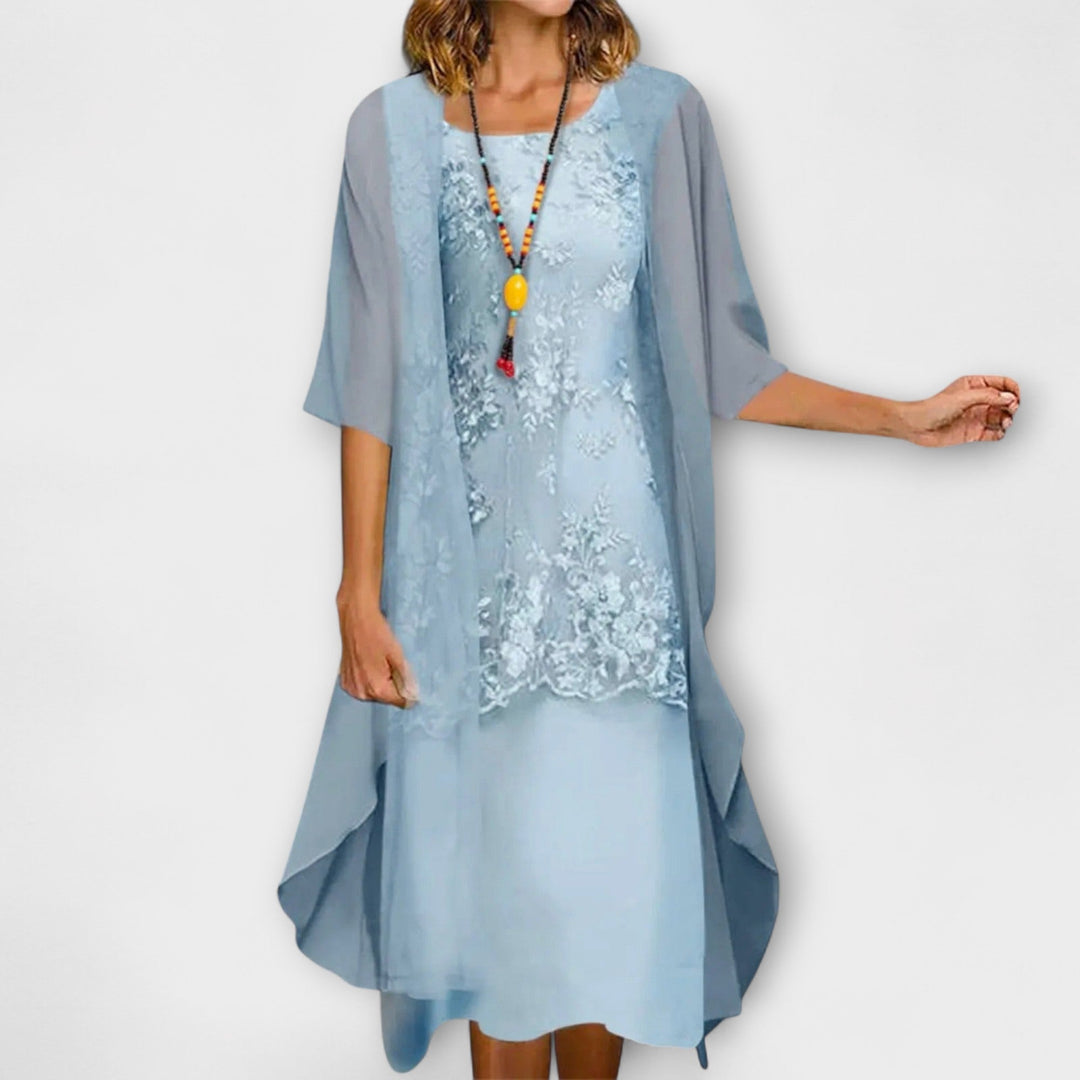 Saskia - Elegant chiffonkjole i to dele