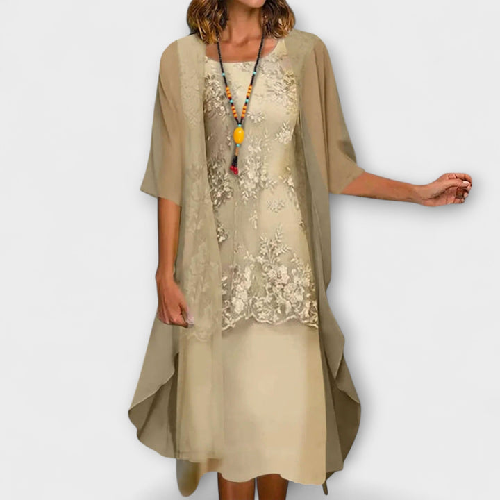 Saskia - Elegant chiffonkjole i to dele