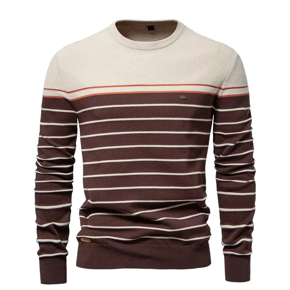 Sebastian | Herresweater Med Stribet Design
